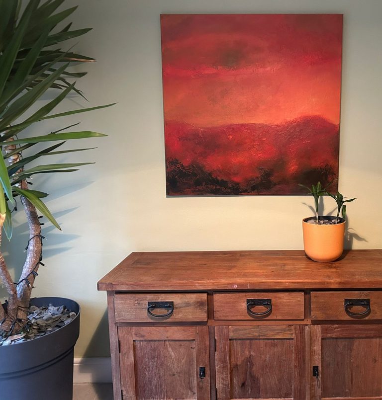 Painting by Andy Taylor - Art Haus in a living room