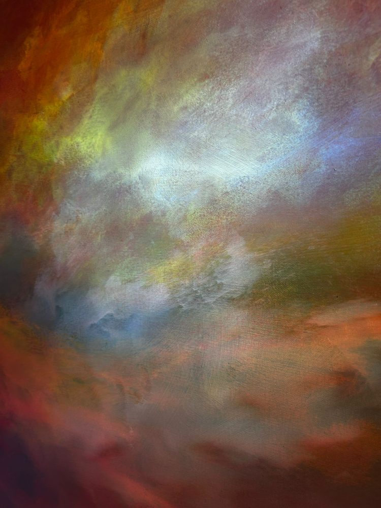 Amber Cloud - abstract burning sky painting by Andy Taylor – Art Haus