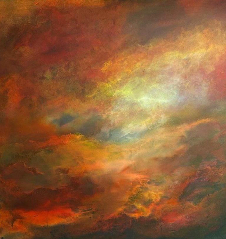 Amber Cloud warm abstract sky painting by Andy Taylor