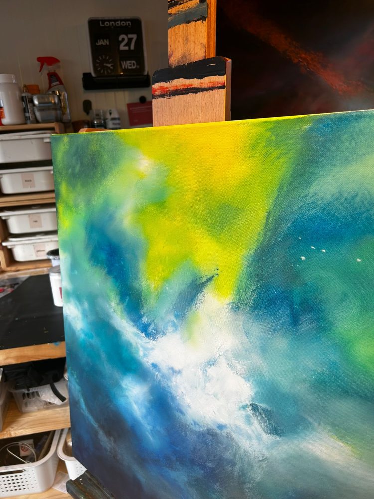 Detail Emerald Surge Painting by Andy Taylor