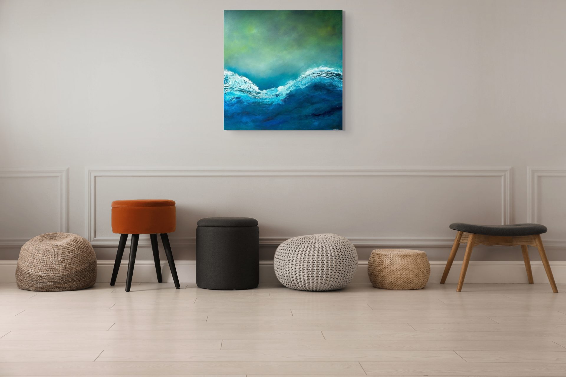 Seal Glass Light - painting by Andy Taylor staged in a room