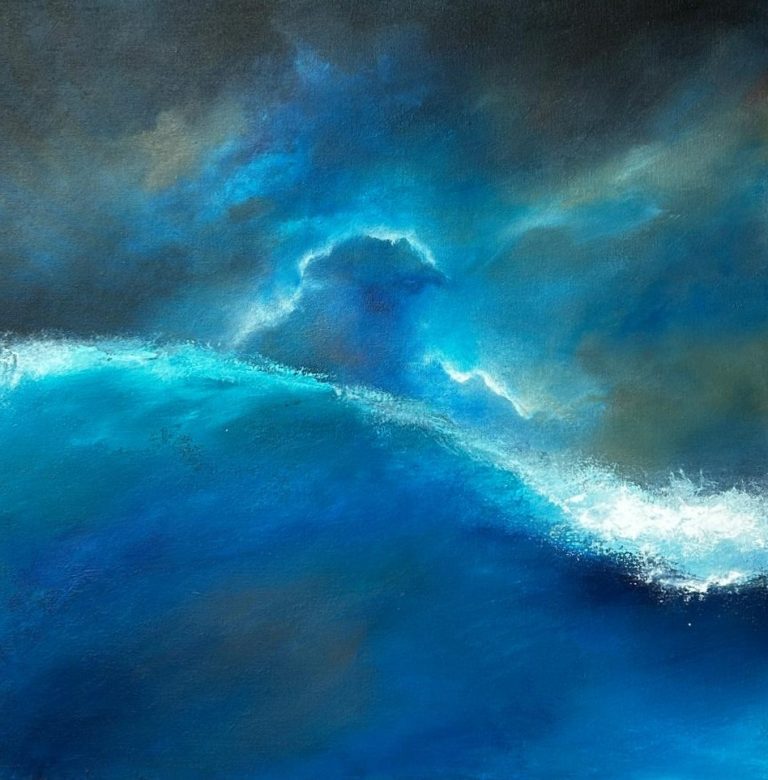 Azure Mist original abstract seascape painting by Andy Taylor