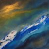 Tidal Ascent original abstract painting by Andy Taylor – blue diagonal wave-like gateway, 70x70 acrylic on canvas