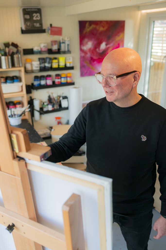 Andy Taylor Painting in the Art Haus studio