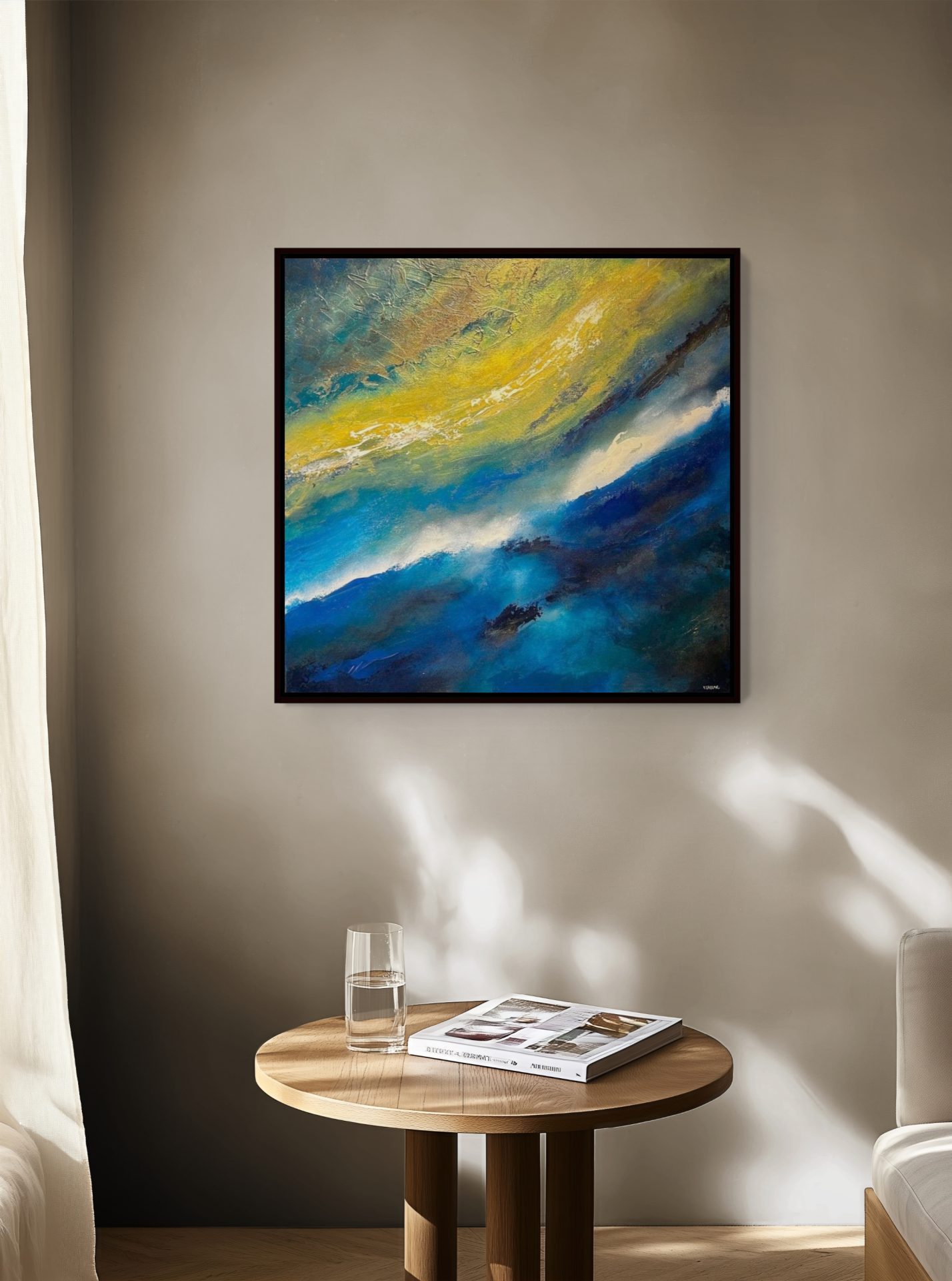 Into the Blue - painting by Andy Taylor Staged in a Living room
