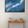 Eternity abstract ocean painting by Andy Taylor staged in a hallway