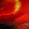 Passion original acrylic abstract painting in deep saturated reds with a glowing white and orange light by Andy Taylor