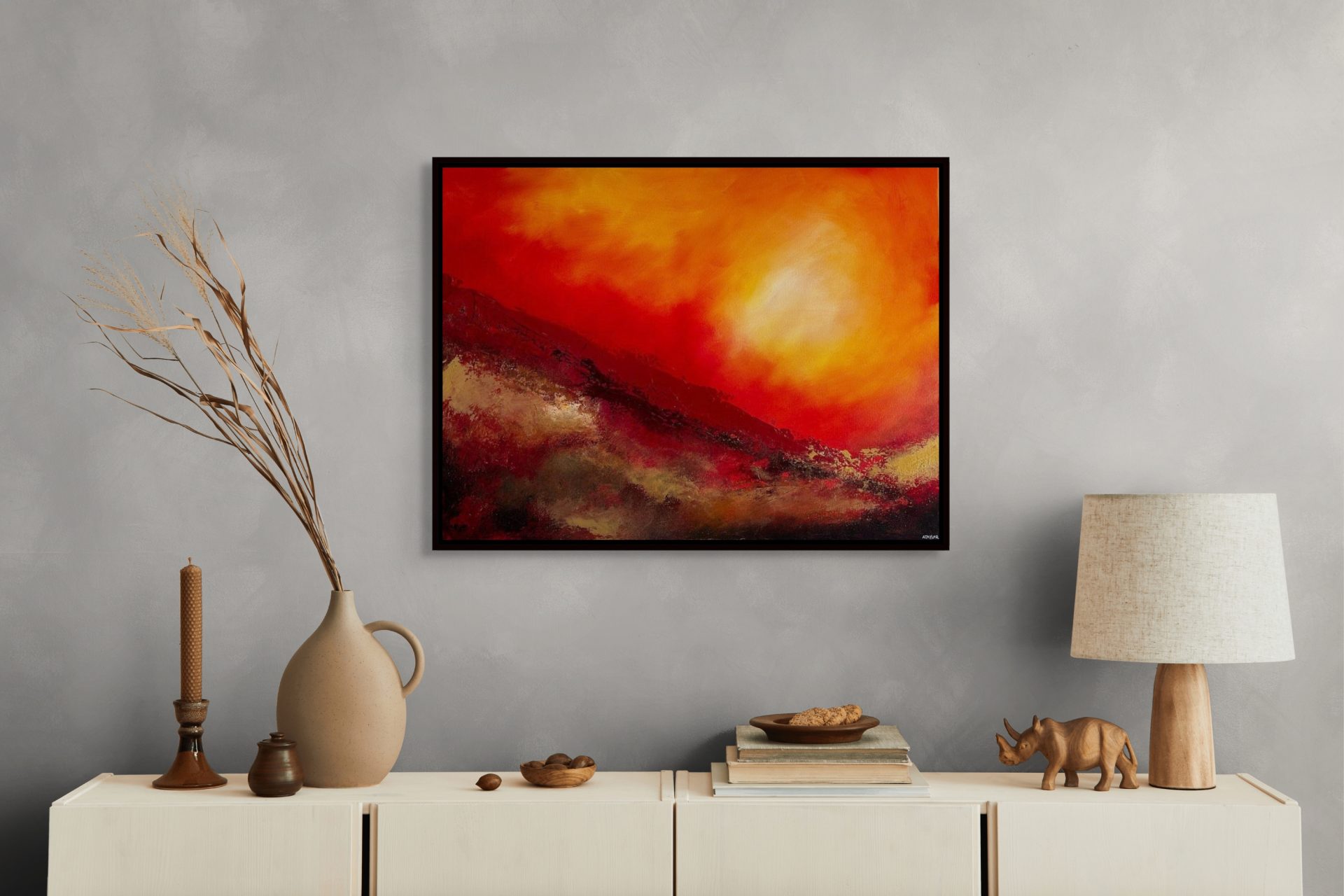 Edge - original painting by Andy Taylor Staged in a Living Room