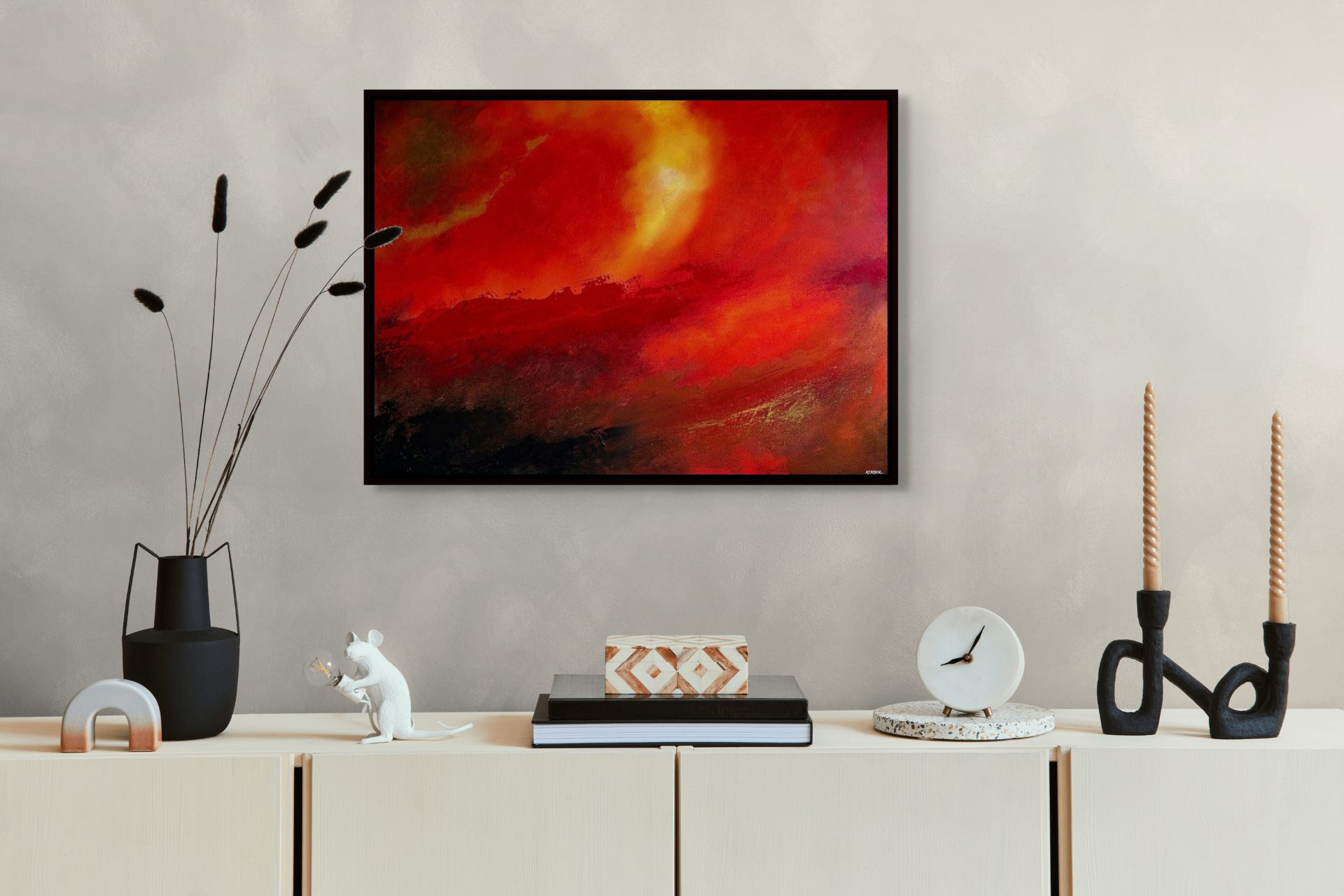 Passion - painting by Andy Taylor staged in a Living Room